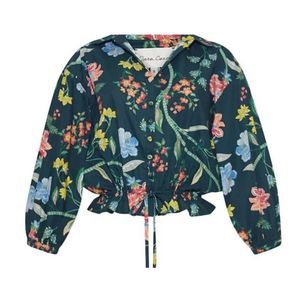 Cara Cara Hutton Top in Ophelia Floral Emerald Sz. S